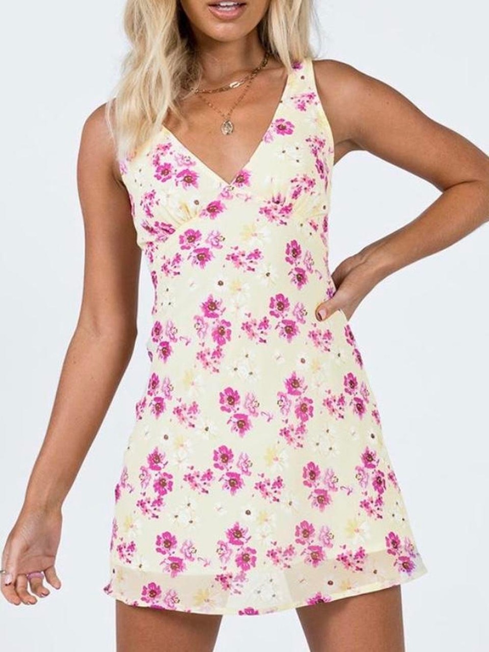 Princess Polly Nellie Yellow Floral Mini Dress US Size 8